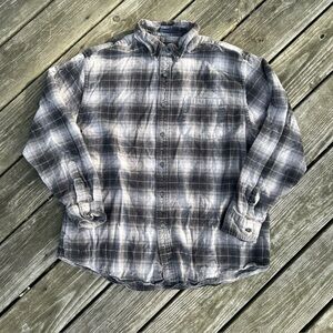 Pendleton Mason Flannel Shirt Mens Size XLarge Black Gray Plaid Long Sleeve